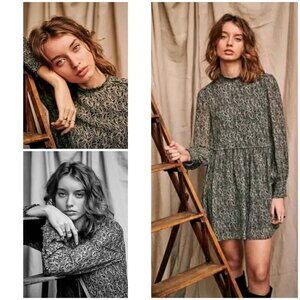 💕SEZANE💕 Odile Dress ~ Printed Kashmir Black and White FR 42 = US 10 NWOT